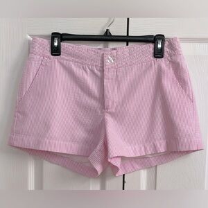 Lauren James Seersucker Lined Shorts Pink/White Stripe M